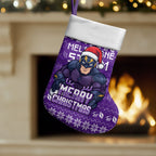 Melbourne Storm Christmas Stocking Australian Rugby Fans - Pixelated Ugly Xmas Pattern Mascot Santa