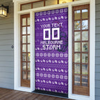 Personalized Melbourne Storm Christmas Door Cover Australian Rugby Fans - Pixelated Ugly Xmas Pattern Mascot Santa