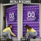 Personalized Melbourne Storm Christmas Door Cover Australian Rugby Fans - Pixelated Ugly Xmas Pattern Mascot Santa