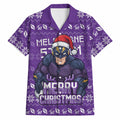 Personalized Melbourne Storm Christmas Hawaiian Shirt Australian Rugby Fans - Pixelated Ugly Xmas Pattern Mascot Santa
