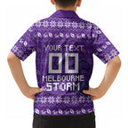 Personalized Melbourne Storm Christmas Hawaiian Shirt Australian Rugby Fans - Pixelated Ugly Xmas Pattern Mascot Santa