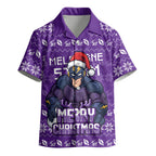 Personalized Melbourne Storm Christmas Kid Hawaiian Shirt Australian Rugby Fans - Pixelated Ugly Xmas Pattern Mascot Santa