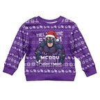 Personalized Melbourne Storm Christmas Kid Ugly Christmas Sweater Australian Rugby Fans - Pixelated Ugly Xmas Pattern Mascot Santa