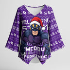 Personalized Melbourne Storm Christmas Kimono Sleeve Blouse Australian Rugby Fans - Pixelated Ugly Xmas Pattern Mascot Santa