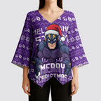 Personalized Melbourne Storm Christmas Kimono Sleeve Blouse Australian Rugby Fans - Pixelated Ugly Xmas Pattern Mascot Santa