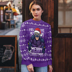 Personalized Melbourne Storm Christmas Ugly Christmas Sweater Australian Rugby Fans - Pixelated Ugly Xmas Pattern Mascot Santa