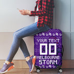 Personalized Melbourne Storm Christmas Luggage Cover Australian Rugby Fans - Pixelated Ugly Xmas Pattern Mascot Santa
