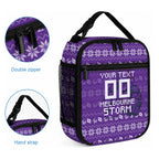 Personalized Melbourne Storm Christmas Lunch Bag Australian Rugby Fans - Pixelated Ugly Xmas Pattern Mascot Santa
