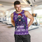 Personalized Melbourne Storm Christmas Men Tank Top Australian Rugby Fans - Pixelated Ugly Xmas Pattern Mascot Santa