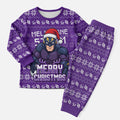 Personalized Melbourne Storm Christmas Pajama Set Australian Rugby Fans - Pixelated Ugly Xmas Pattern Mascot Santa