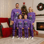Personalized Melbourne Storm Christmas Pajama Set Australian Rugby Fans - Pixelated Ugly Xmas Pattern Mascot Santa