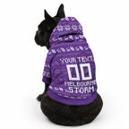 Personalized Melbourne Storm Christmas Pet Hoodie Australian Rugby Fans - Pixelated Ugly Xmas Pattern Mascot Santa
