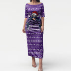 Personalized Melbourne Storm Christmas Puletasi Australian Rugby Fans - Pixelated Ugly Xmas Pattern Mascot Santa