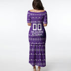 Personalized Melbourne Storm Christmas Puletasi Australian Rugby Fans - Pixelated Ugly Xmas Pattern Mascot Santa