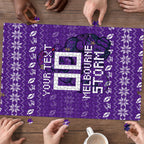 Personalized Melbourne Storm Christmas Puzzle Australian Rugby Fans - Pixelated Ugly Xmas Pattern Mascot Santa