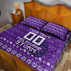 Personalized Melbourne Storm Christmas Quilt Bed Set Australian Rugby Fans - Pixelated Ugly Xmas Pattern Mascot Santa