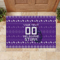 Personalized Melbourne Storm Christmas Rubber Doormat Australian Rugby Fans - Pixelated Ugly Xmas Pattern Mascot Santa