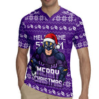 Personalized Melbourne Storm Christmas Rugby Jersey Australian Rugby Fans - Pixelated Ugly Xmas Pattern Mascot Santa