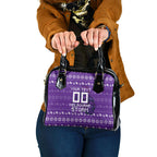Personalized Melbourne Storm Christmas Shoulder Handbag Australian Rugby Fans - Pixelated Ugly Xmas Pattern Mascot Santa