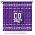 Personalized Melbourne Storm Christmas Shower Curtain Australian Rugby Fans - Pixelated Ugly Xmas Pattern Mascot Santa