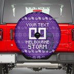 Personalized Melbourne Storm Christmas Spare Tire Cover Australian Rugby Fans - Pixelated Ugly Xmas Pattern Mascot Santa