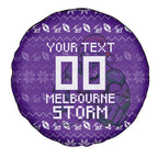 Personalized Melbourne Storm Christmas Spare Tire Cover Australian Rugby Fans - Pixelated Ugly Xmas Pattern Mascot Santa