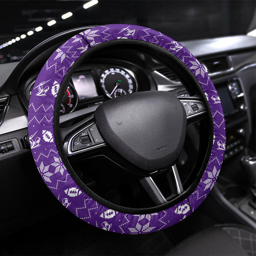 Melbourne Storm Christmas Steering Wheel Cover Australian Rugby Fans - Pixelated Ugly Xmas Pattern Mascot Santa