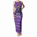 Personalized Melbourne Storm Christmas Tank Maxi Dress Australian Rugby Fans - Pixelated Ugly Xmas Pattern Mascot Santa