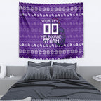 Personalized Melbourne Storm Christmas Tapestry Australian Rugby Fans - Pixelated Ugly Xmas Pattern Mascot Santa