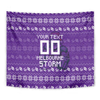 Personalized Melbourne Storm Christmas Tapestry Australian Rugby Fans - Pixelated Ugly Xmas Pattern Mascot Santa