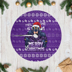 Melbourne Storm Christmas Tree Skirt Australian Rugby Fans - Pixelated Ugly Xmas Pattern Mascot Santa