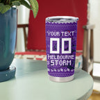 Personalized Melbourne Storm Christmas Tumbler Cup Australian Rugby Fans - Pixelated Ugly Xmas Pattern Mascot Santa