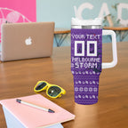 Personalized Melbourne Storm Christmas Tumbler With Handle Australian Rugby Fans - Pixelated Ugly Xmas Pattern Mascot Santa