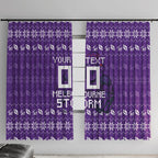 Personalized Melbourne Storm Christmas Window Curtain Australian Rugby Fans - Pixelated Ugly Xmas Pattern Mascot Santa