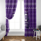 Personalized Melbourne Storm Christmas Window Curtain Australian Rugby Fans - Pixelated Ugly Xmas Pattern Mascot Santa