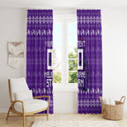 Personalized Melbourne Storm Christmas Window Curtain Australian Rugby Fans - Pixelated Ugly Xmas Pattern Mascot Santa