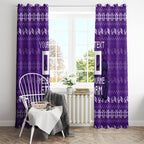 Personalized Melbourne Storm Christmas Window Curtain Australian Rugby Fans - Pixelated Ugly Xmas Pattern Mascot Santa