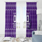 Personalized Melbourne Storm Christmas Window Curtain Australian Rugby Fans - Pixelated Ugly Xmas Pattern Mascot Santa