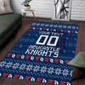 Personalized Newcastle Knights Christmas Area Rug Australian Rugby Fans - Pixelated Ugly Xmas Pattern Mascot Santa
