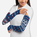 Personalized Newcastle Knights Christmas Arm Sleeves Australian Rugby Fans - Pixelated Ugly Xmas Pattern Mascot Santa