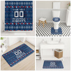 Personalized Newcastle Knights Christmas Bathroom Set Australian Rugby Fans - Pixelated Ugly Xmas Pattern Mascot Santa