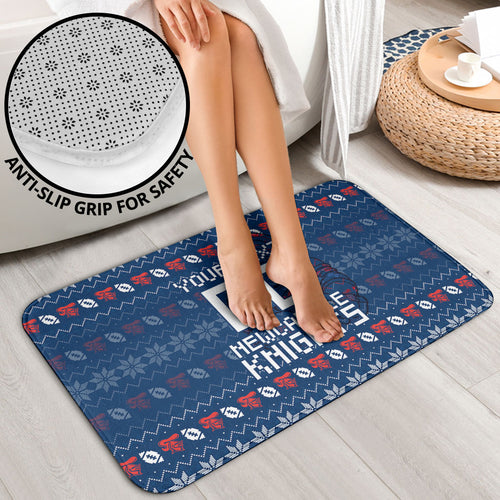 Personalized Newcastle Knights Christmas Bathroom Set Australian Rugby Fans - Pixelated Ugly Xmas Pattern Mascot Santa