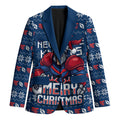 Personalized Newcastle Knights Christmas Blazer Australian Rugby Fans - Pixelated Ugly Xmas Pattern Mascot Santa