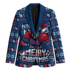 Personalized Newcastle Knights Christmas Blazer Australian Rugby Fans - Pixelated Ugly Xmas Pattern Mascot Santa