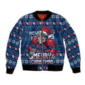 Personalized Newcastle Knights Christmas Bomber Jacket Australian Rugby Fans - Pixelated Ugly Xmas Pattern Mascot Santa