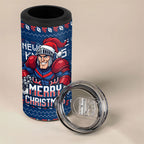 Personalized Newcastle Knights Christmas 4 in 1 Can Cooler Tumbler Australian Rugby Fans - Pixelated Ugly Xmas Pattern Mascot Santa