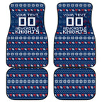 Personalized Newcastle Knights Christmas Car Mats Australian Rugby Fans - Pixelated Ugly Xmas Pattern Mascot Santa