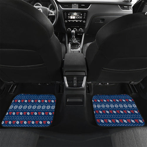 Personalized Newcastle Knights Christmas Car Mats Australian Rugby Fans - Pixelated Ugly Xmas Pattern Mascot Santa
