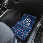 Personalized Newcastle Knights Christmas Car Mats Australian Rugby Fans - Pixelated Ugly Xmas Pattern Mascot Santa