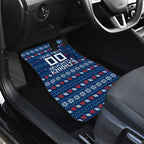 Personalized Newcastle Knights Christmas Car Mats Australian Rugby Fans - Pixelated Ugly Xmas Pattern Mascot Santa
